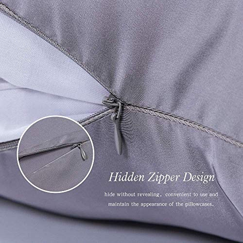 Jocoku 100% Mulberry Silk Pillowcases Set of 2 for Hair and Skin and Super Soft and Breathable Standard Size Nature Silk Pillowcases (Standard, Gray) - Image 5
