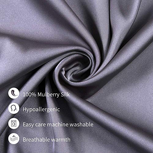 Jocoku 100% Mulberry Silk Pillowcases Set of 2 for Hair and Skin and Super Soft and Breathable Standard Size Nature Silk Pillowcases (Standard, Gray) - Image 2
