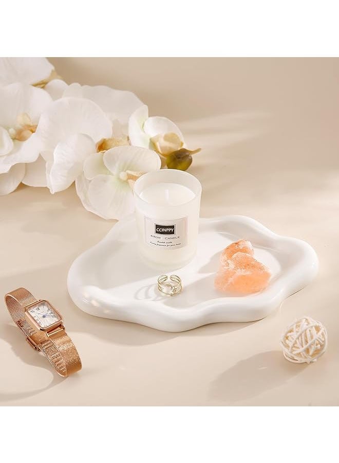 Hihonor Ceramic Jewelry Tray Trinket Dish, Decorative Cloud Vanity Key Tray for Women, Ring Holder Dish, Cute White Jewelry Plate Bowl Room Decor Aesthetic - Image 3