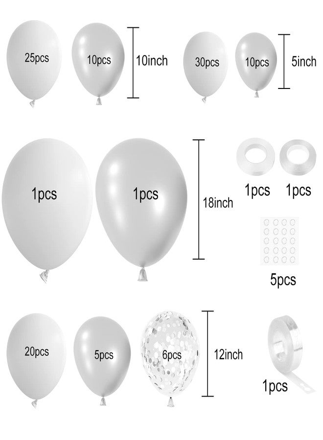FEPITO 108 Pcs White Silver Balloon Garland Arch Kit 5 10 12 18 Inches Pastel White Silver Confetti Balloons for Birthday Wedding Bridal Showers Baby Shower Party Decorations - Image 2