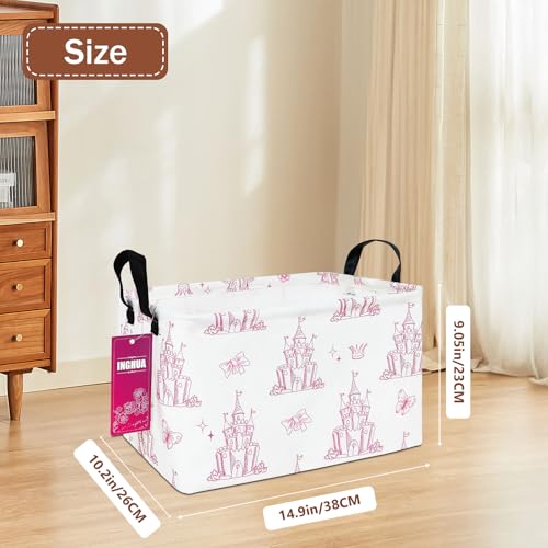 INGHUA Rectangular Storage Basket with Handles Gift Basket Room Decor Nursery Bin Organizer Box RecShining castles - Image 3