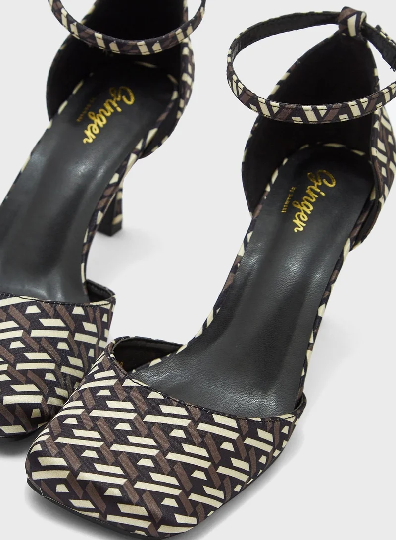 Ginger Printed Square Toe Pump