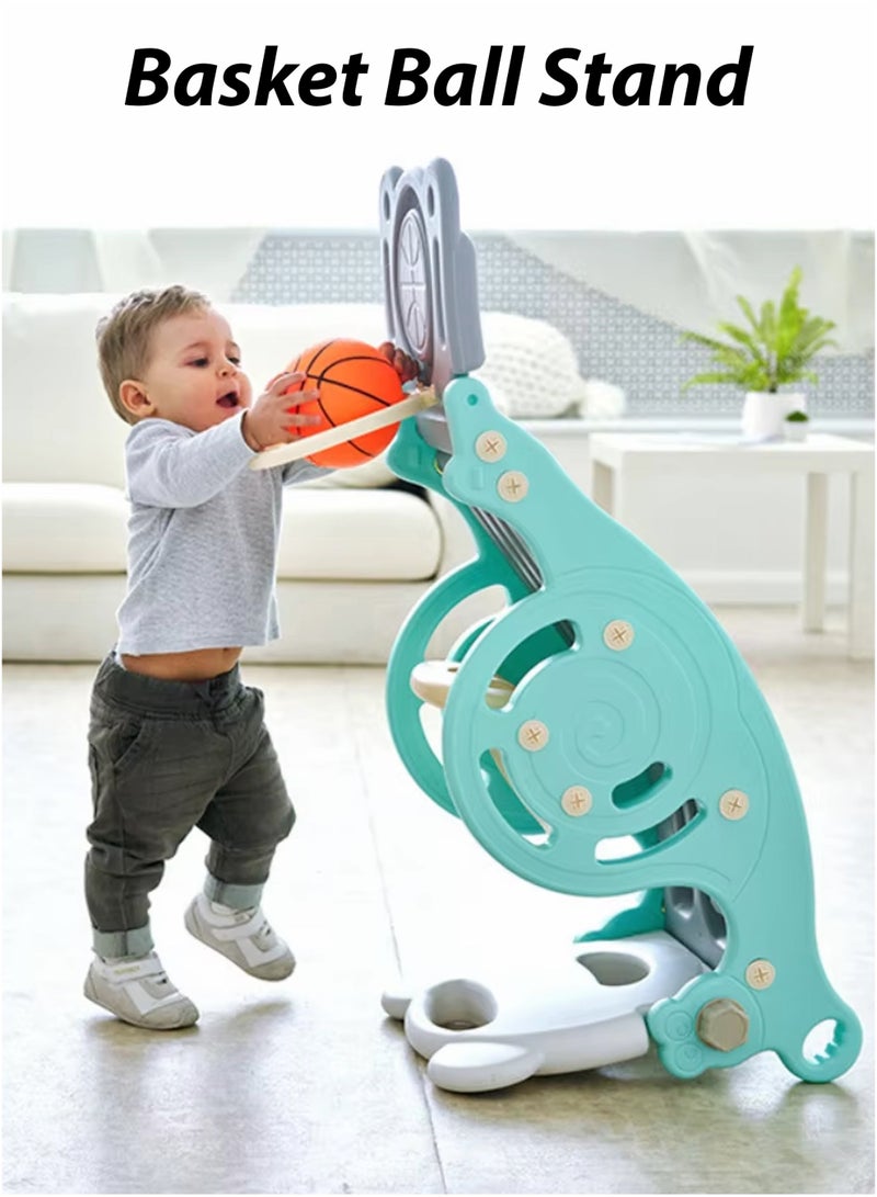 Toshionics 3 in 1 Kids Rocking Chair with Baby Slide and Basketball Stand Safe & Durable Foldable Multi-Functional Indoor and Outdoor Children Fun Play Set for Toddlers Ages 1 to 3 – Portable Convertible Sports Playset Furniture for Kids  - Image 3
