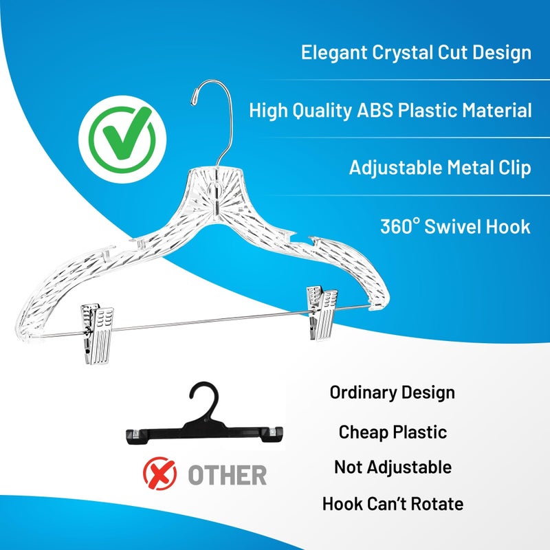 HARDW Clothes Hangers with Clips Plastic Set of 12 Pack Heavy Duty Hangers Dresses, T-Shirts Shirt Suit Hangers for Closet Organization Crystal Clear Hanger Pants Skirt Hanger Women and Men - Image 5