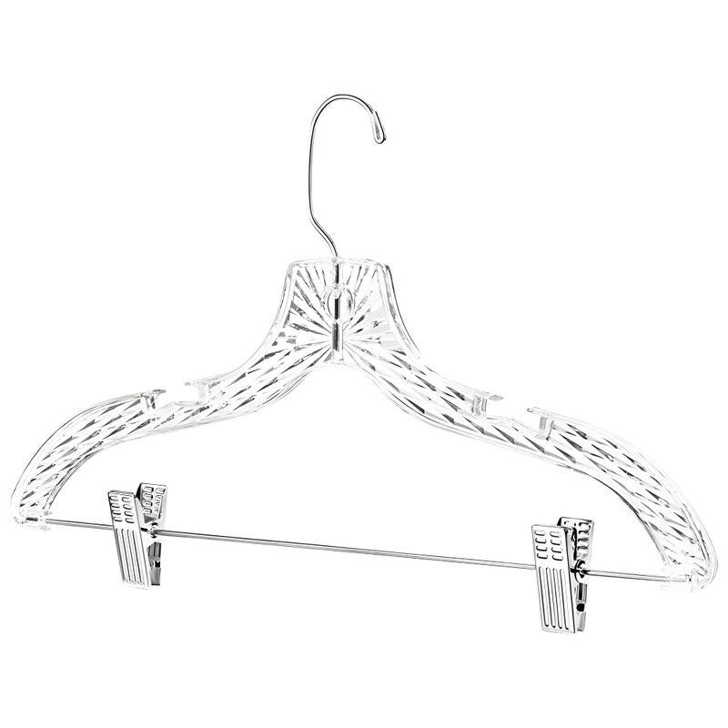 HARDW Clothes Hangers with Clips Plastic Set of 12 Pack Heavy Duty Hangers Dresses, T-Shirts Shirt Suit Hangers for Closet Organization Crystal Clear Hanger Pants Skirt Hanger Women and Men - Image 1