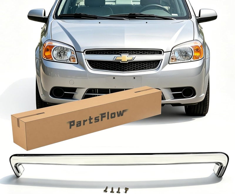 PartsFlow قالب غطاء المحرك من بارتسفلو، زخرفة كروم متوافقة مع شيفروليه سيدان أفيو 2007 2008 2009 2010 2011، رقم القطعة 96852700 GM1235108 - Image 1