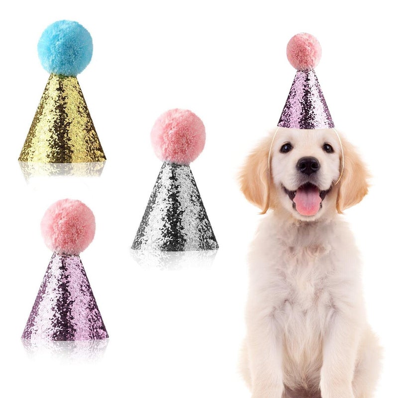 JIAKAI 3pcs Dog Birthday Hat for Pets Party Decoration Suppliesï¼Œ Cat Kitten Headband Hats Charms Grooming Accessories - Image 1