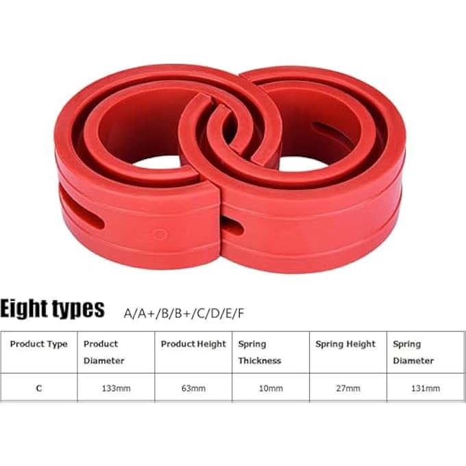 rayihni Shock Absorber 2Pc Car Shock Absorber Buffer Spring Bumper Cushion Red Tpe Type AFCE Red - Image 5