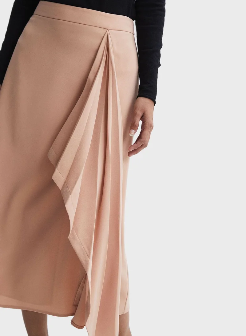 REISS Split Pleated Skirt
