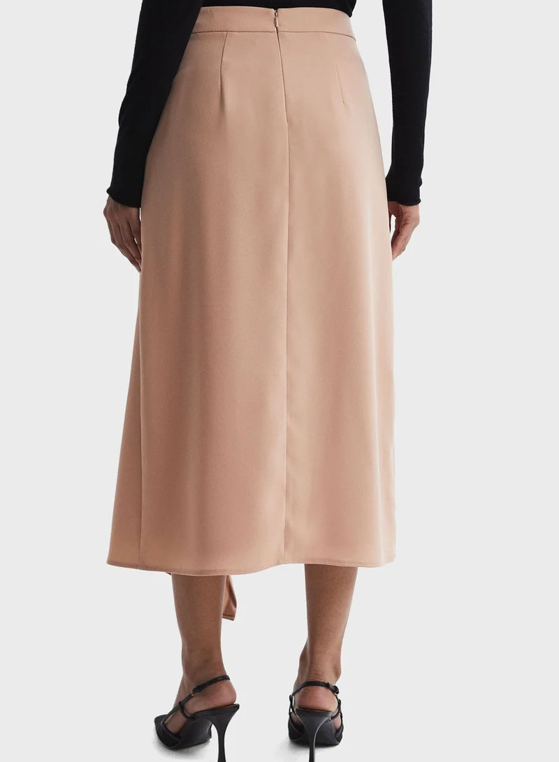 REISS Split Pleated Skirt
