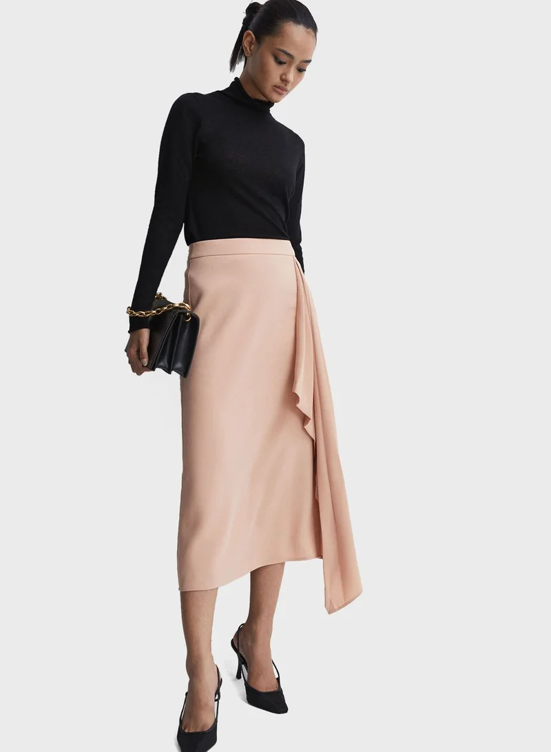 REISS Split Pleated Skirt