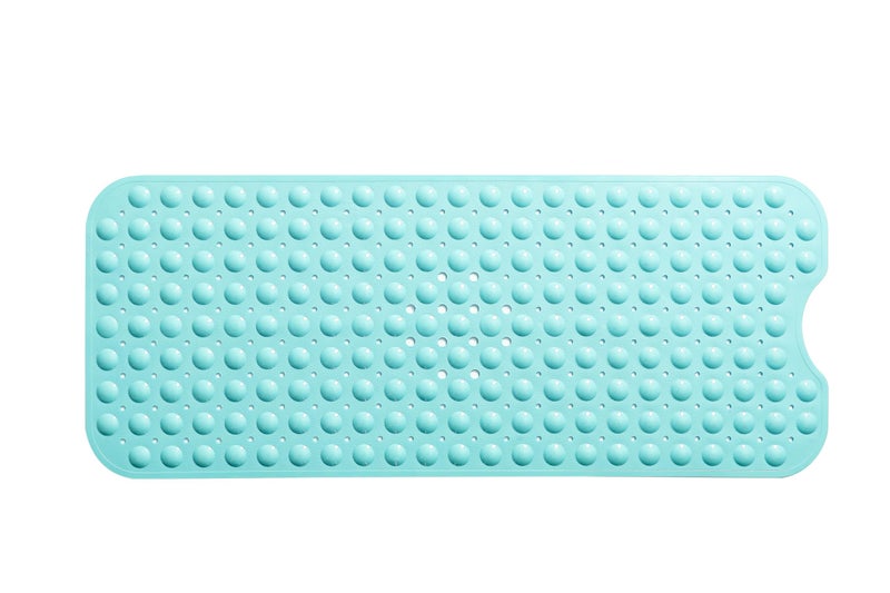 TIKE SMART Extra-Long Non-Slip Bathtub & Shower Mat 39â€x16â€ (Smooth/Non-Textured Tubs Only) Safe, Clean, Machine-Washable, Superior Grip&Drainage, Vinyl, Transparent Aqua/Blue-Green - Image 2