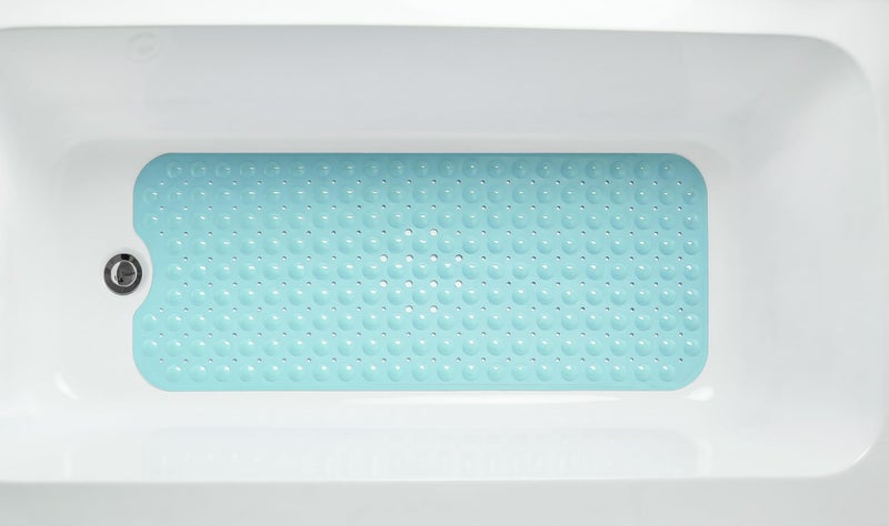TIKE SMART Extra-Long Non-Slip Bathtub & Shower Mat 39â€x16â€ (Smooth/Non-Textured Tubs Only) Safe, Clean, Machine-Washable, Superior Grip&Drainage, Vinyl, Transparent Aqua/Blue-Green - Image 5