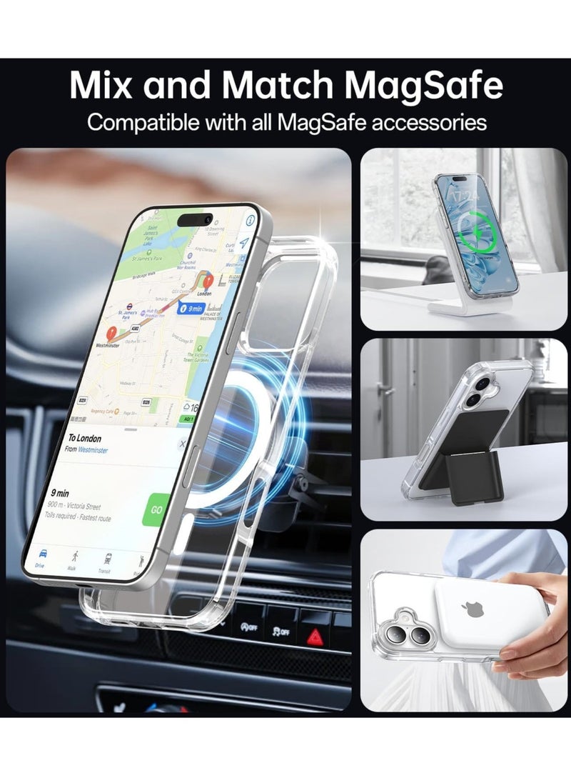 JAJEEK "Magnetic Case Compatible with iPhone 16 – Anti-Yellowing Clear Case with MagSafe Compatibility, Includes 2-Pack Screen and Camera Protectors" - Image 4