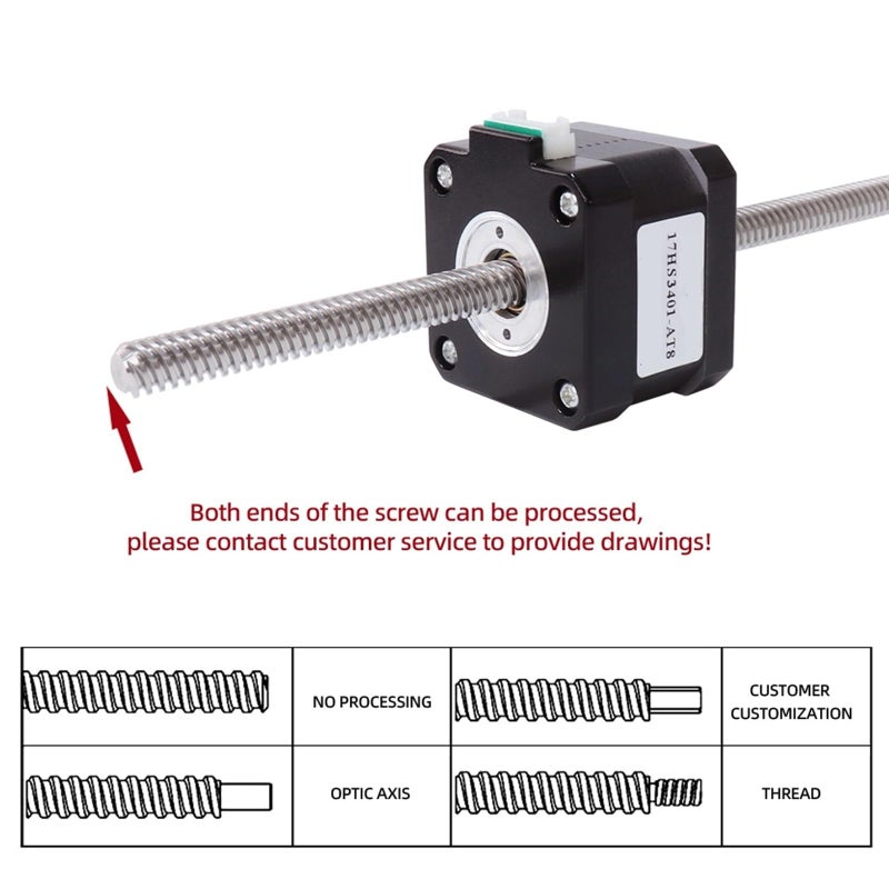 Nema17 Stepper Motor 1 3A 28N CM With 100mm T8 Lead Screw Lead Range 4mm - Image 5