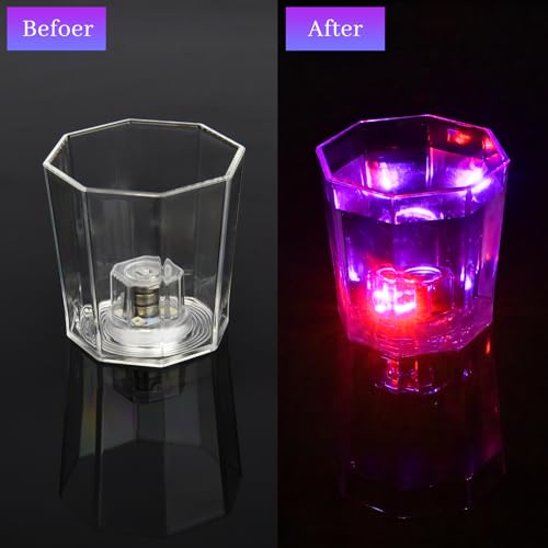 Volpeblu 24 Pack LED Light Up Shot Glasses - Glow in the Dark Reusable Plastic Party Cups with Flashing Lights, 2OZ for Adults Birthday Christmas Halloween Bar Easter (Party Favors Supplies) - Image 3