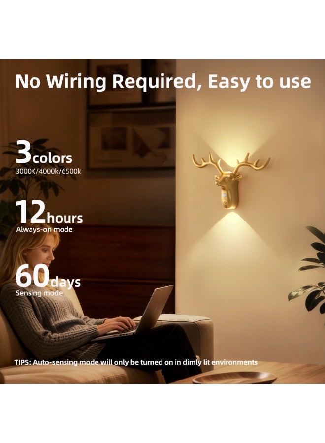 LED human-sensing decorative wall lamp, magnetic attachment without wiring, three lighting modes - Image 4
