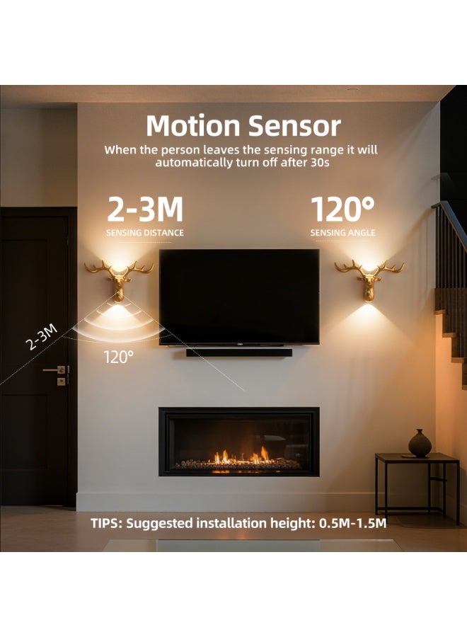 LED human-sensing decorative wall lamp, magnetic attachment without wiring, three lighting modes - Image 5