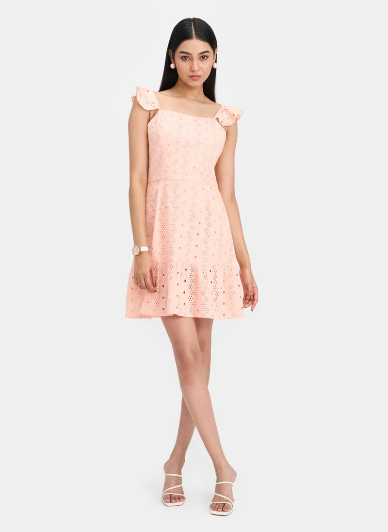 فيرجيو Cotton Schiffli Brunchwear Mini Dresses for Women