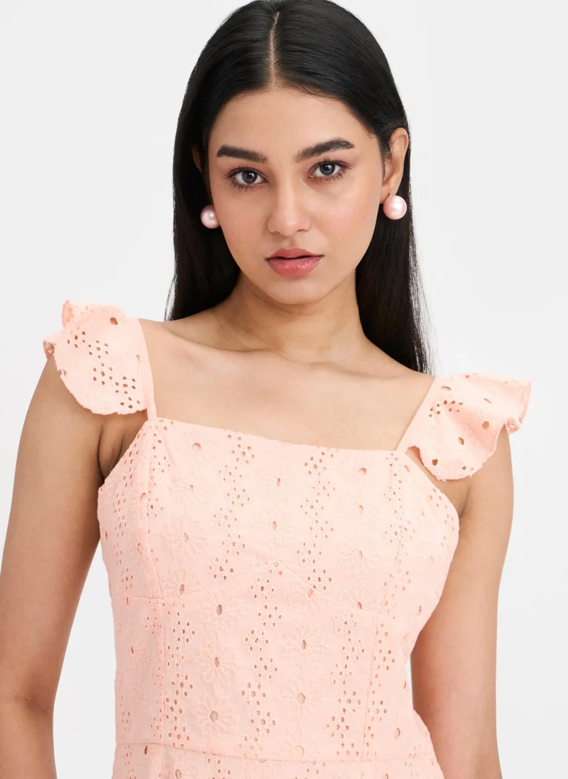 Virgio Cotton Schiffli Brunchwear Mini Dresses for Women