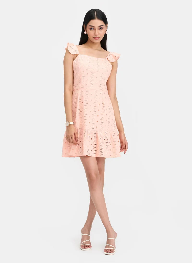 Virgio Cotton Schiffli Brunchwear Mini Dresses for Women