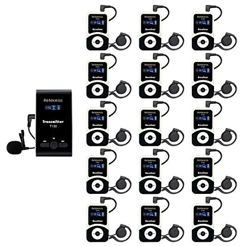 Retekess نظام توجيه الجولات اللاسلكي Retekess T130، نظام ترجمة الكنيسة، سهل الإعداد، جودة صوت واضحة، سماعات توجيه الجولات لجولة المصنع، المدرسة (1 مرسل 15 مستقبل) - Image 1