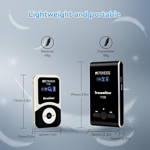 Retekess نظام توجيه الجولات اللاسلكي Retekess T130، نظام ترجمة الكنيسة، سهل الإعداد، جودة صوت واضحة، سماعات توجيه الجولات لجولة المصنع، المدرسة (1 مرسل 15 مستقبل) - Image 2
