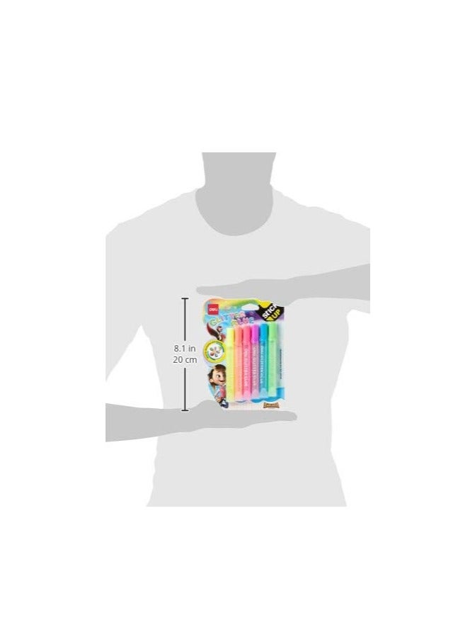 Deli 6-Piece Glitter Glue Set Multicolour - Image 3