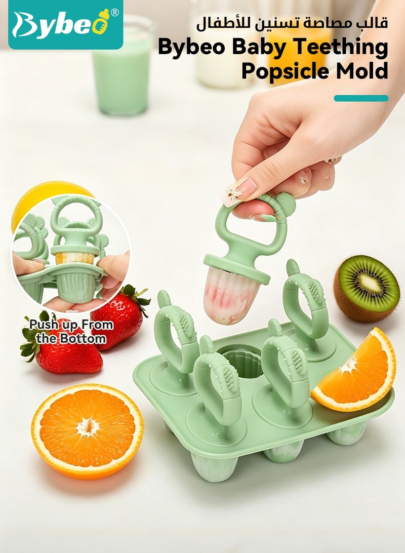 Bybeo Silicone Baby Popsicle Molds with Sticks, Mini Ice Molds for Babies, Breastmilk Popsicle Molds for Teething Relief, 6-Cavity Frozen Food Feeder Tray for Toddlers, Reusable Popsicle Maker for Feeding Stage, Fruit Puree & Breast Milk Snacks Juice, BPA Free - Image 2