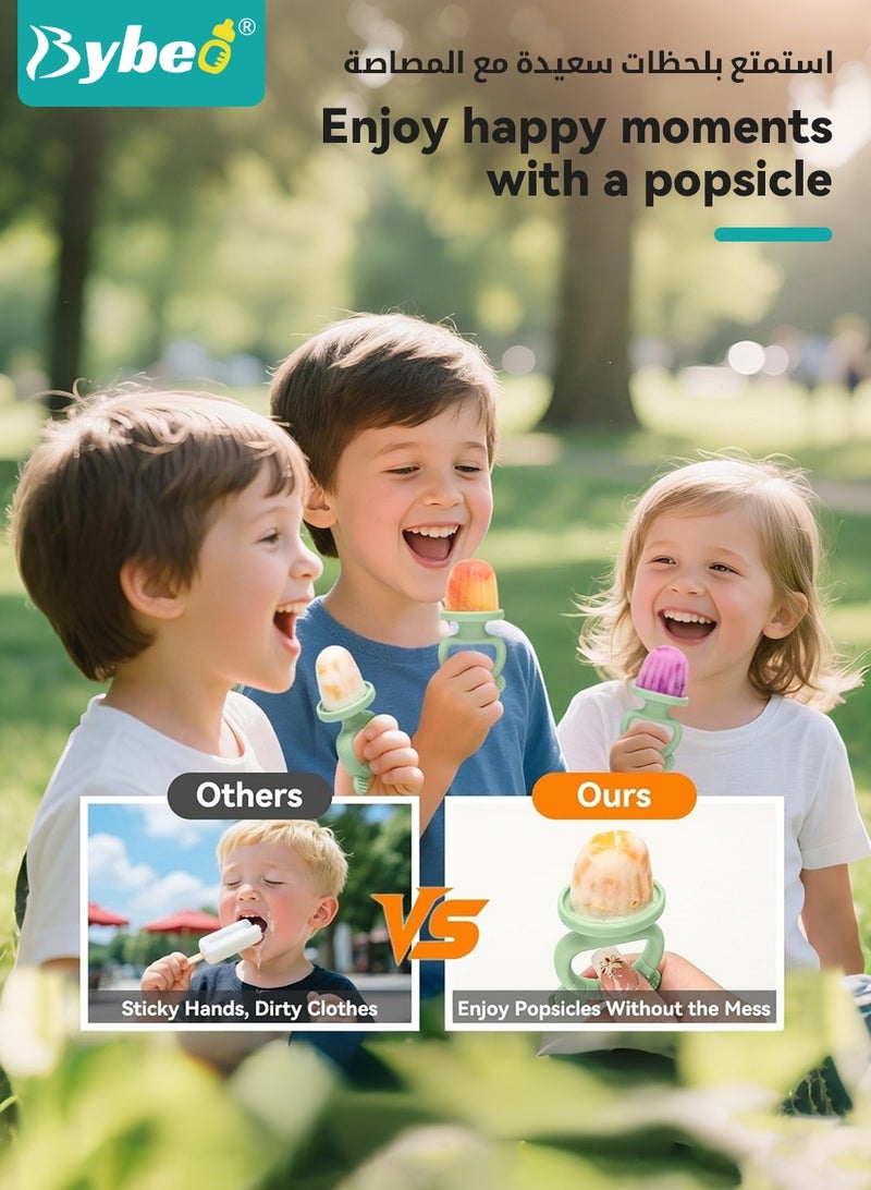 Bybeo Silicone Baby Popsicle Molds with Sticks, Mini Ice Molds for Babies, Breastmilk Popsicle Molds for Teething Relief, 6-Cavity Frozen Food Feeder Tray for Toddlers, Reusable Popsicle Maker for Feeding Stage, Fruit Puree & Breast Milk Snacks Juice, BPA Free - Image 5