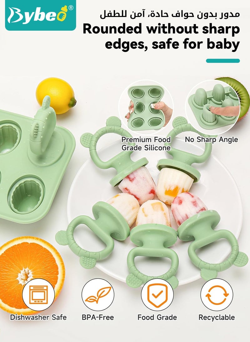 Bybeo Silicone Baby Popsicle Molds with Sticks, Mini Ice Molds for Babies, Breastmilk Popsicle Molds for Teething Relief, 6-Cavity Frozen Food Feeder Tray for Toddlers, Reusable Popsicle Maker for Feeding Stage, Fruit Puree & Breast Milk Snacks Juice, BPA Free - Image 3