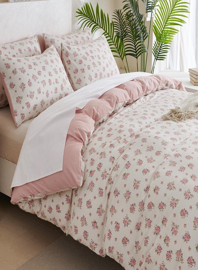 BUPIRD Comforter Queen Set Floral 3 Pieces Soft Cute Fresh Floral Bedding Lightweight Garden Style Floral Botanical Comforter for All Seasons and 2 Pillowcases - Image 3