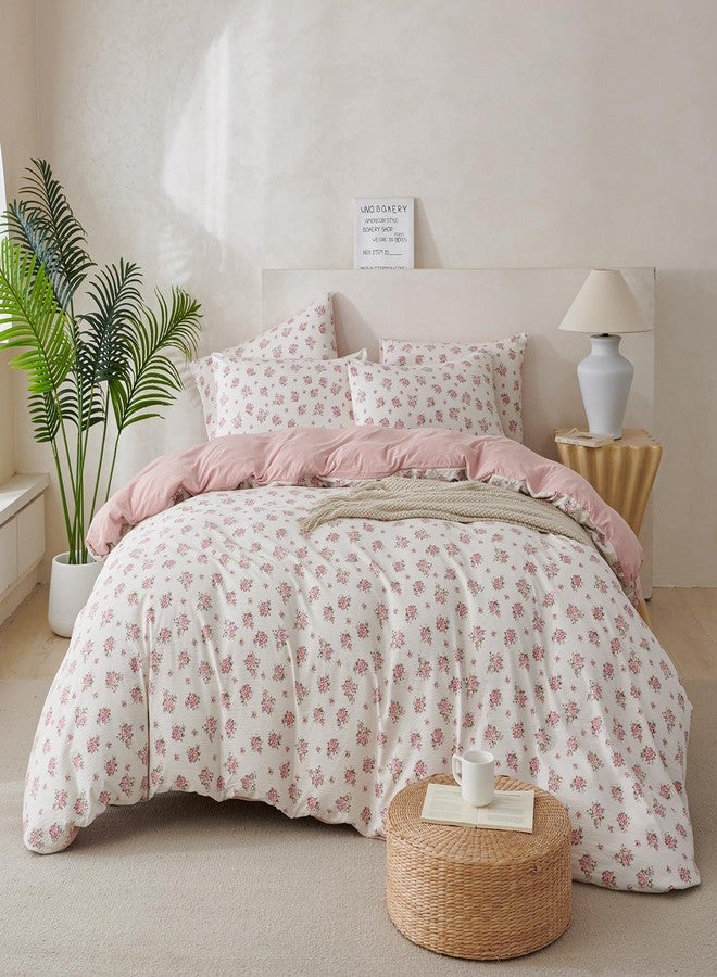 BUPIRD Comforter Queen Set Floral 3 Pieces Soft Cute Fresh Floral Bedding Lightweight Garden Style Floral Botanical Comforter for All Seasons and 2 Pillowcases - Image 2