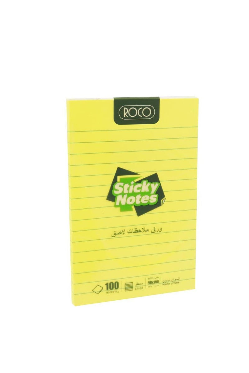 ROCO Lined Self Stick Notes 98 X 150 mm100 Notes Neon - Image 1