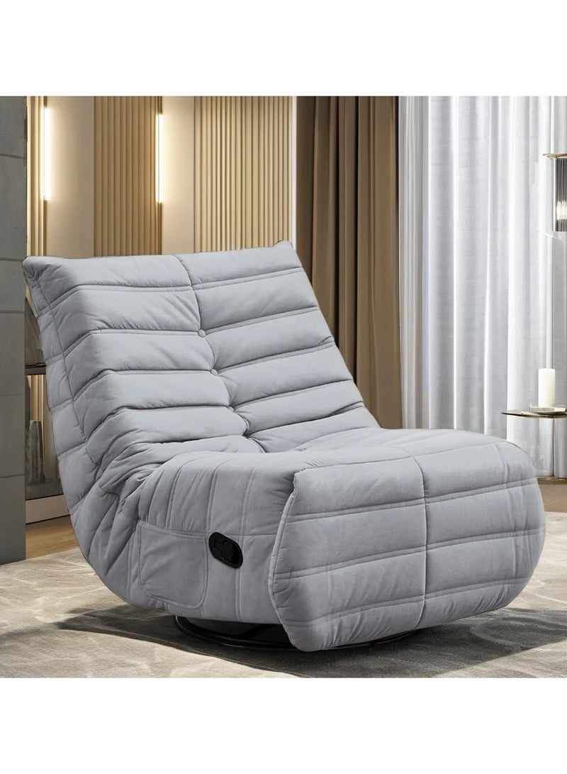 Swivel Recliner Chair, 360° Oversized Rocker Recliner Chair, Manual Lazy Boy Recliner Chair Nusery Glider, Extra Wide Rocking Recliner Chairs for Adults Single Sofa White - Image 2