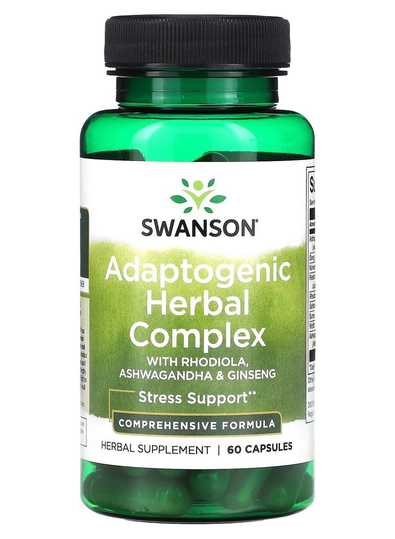 SWANSON Adaptogenic Herbal Complex With Rhodiola Ashwagandha And Ginseng 60 Caps - Image 1