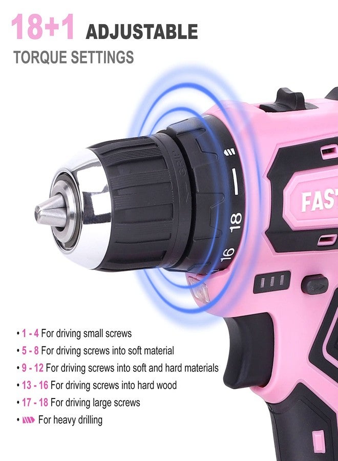 FASTPRO مجموعة أدوات FASTPRO الوردية المكونة من 160 قطعة مع مثقاب لاسلكي 12 فولت ليثيوم أيون، مجموعة أدوات إصلاح منزلية للسيدات مع مثقاب في حقيبة تخزين، للأعمال اليدوية والصيانة المنزلية - Image 4