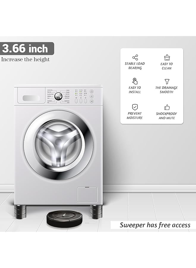 erorex Anti Vibration Pads For Washing Machine 4Pack Stackable Shock Noise Canceling Washer Dryer Isolation Pad Non Slip Noise Canceling And Shock Support Protects Pedestals Fits Most Models - Image 4