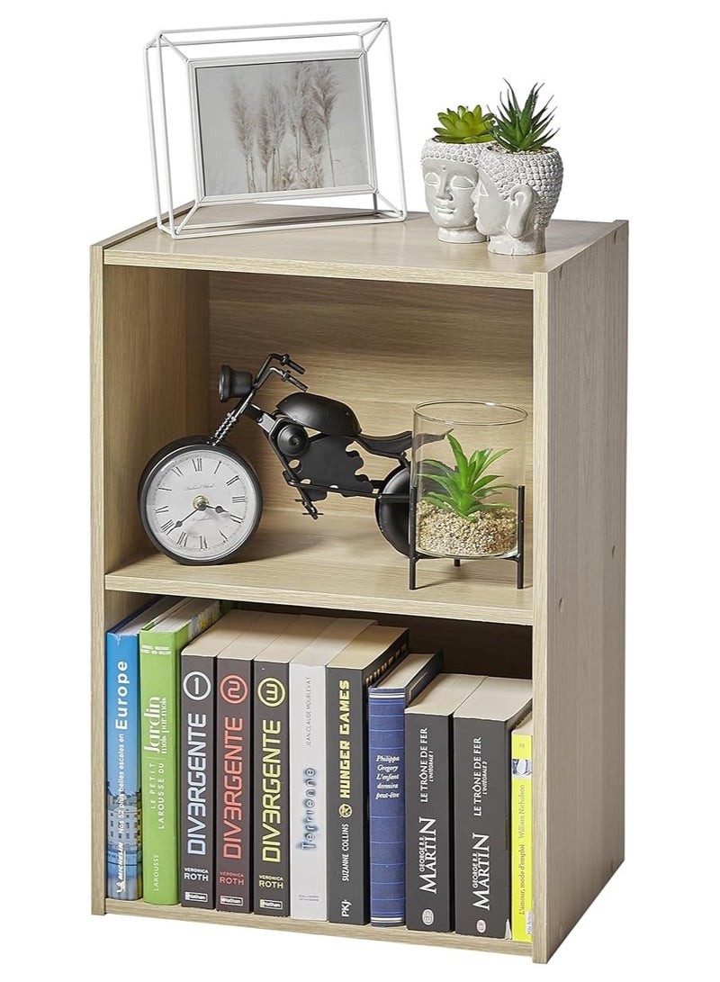 MODERN HOME 3-Compartment Wooden Storage Shelf – Bookcase/Storage Cabinet for Office, Living Room, Bedroom, or Entrance – Beige.  - Image 1