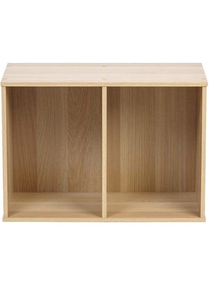 MODERN HOME 3-Compartment Wooden Storage Shelf – Bookcase/Storage Cabinet for Office, Living Room, Bedroom, or Entrance – Beige.  - Image 2