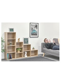 MODERN HOME 3-Compartment Wooden Storage Shelf – Bookcase/Storage Cabinet for Office, Living Room, Bedroom, or Entrance – Beige.  - Image 3