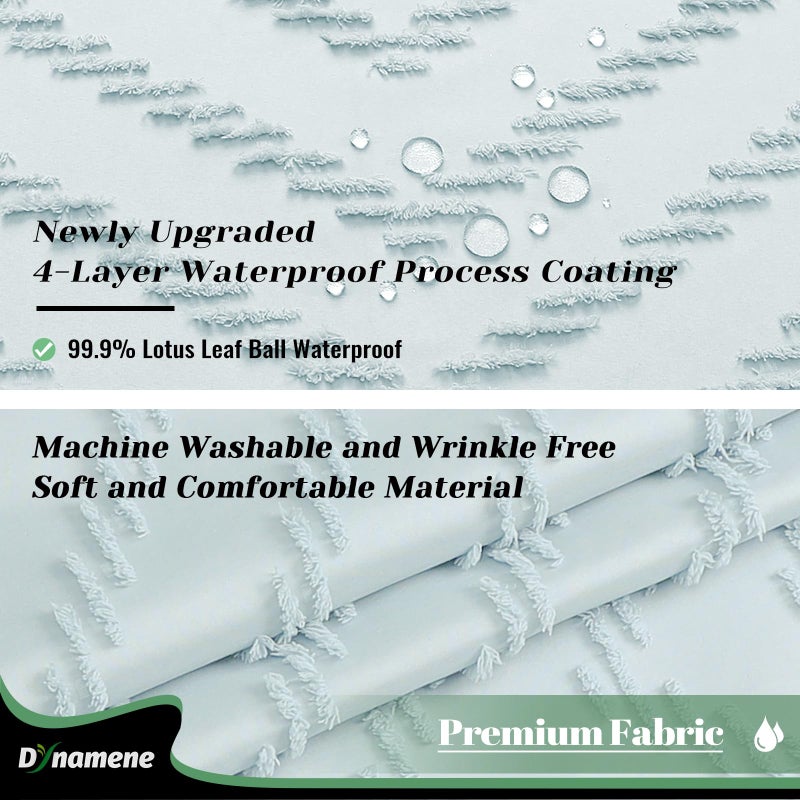 Dynamene 78 بوصة ستارة دش طويلة بوهو معنقدة شيفرون مخطط طويل القضيب الستائر دش الدش للحمام كبير فندق سبا ستارة دش فاخرة مع خطافات تجعد الخالية من الضباب الأزرق 72x78 - Image 2