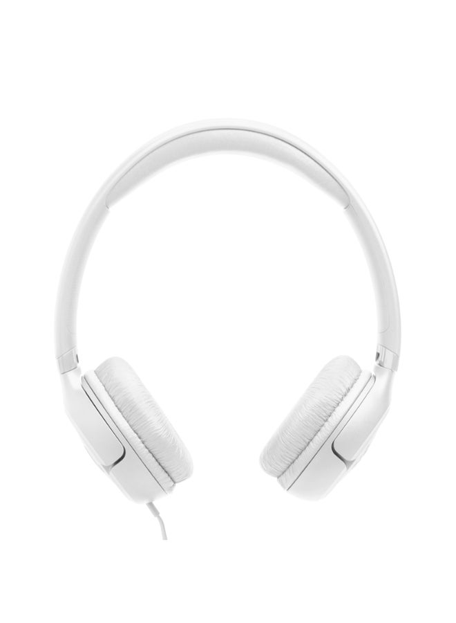 JBL Tune 530 Wired On-Ear Headphones with Pure Bass Sound, Hands-Free Calls, One-Button Remote, Lightweight Foldable Design & Tangle-Free Flat Cable White - Image 2