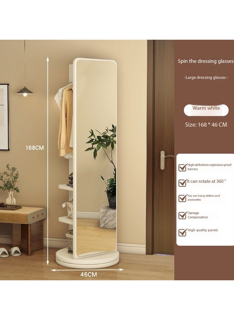 GT-Wheel Floor Mirror With Coat Rack Luxury Modern 360° Rotating Wood Full Body Length Mirror for Living Room and Bedroom - Image 2