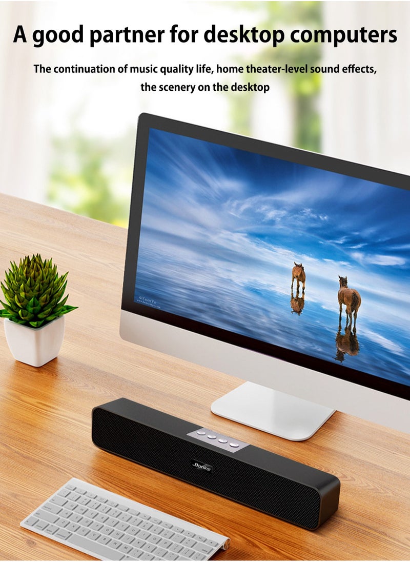 BONKS - Computer Speakers with 3.5 mm Aux, Small PC Speakers Powered by USB, Wired USB Desktop Speaker, USB Soundbar for MonitorWith Bluetooth - Image 1