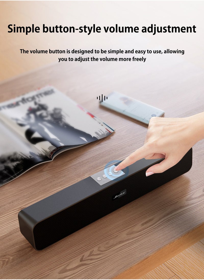 BONKS - Computer Speakers with 3.5 mm Aux, Small PC Speakers Powered by USB, Wired USB Desktop Speaker, USB Soundbar for MonitorWith Bluetooth - Image 1