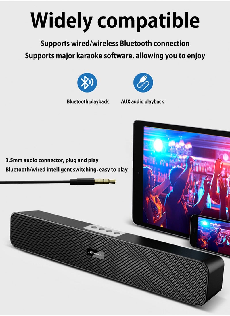 BONKS - Computer Speakers with 3.5 mm Aux, Small PC Speakers Powered by USB, Wired USB Desktop Speaker, USB Soundbar for MonitorWith Bluetooth - Image 1