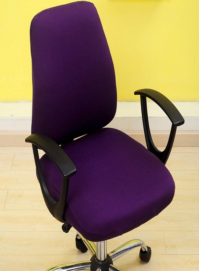 Yangshine Computer Office Chair Cover, Split Protective & Stretchable Rotating Armchair Slipcover, Washable Dining Chairs Covers (Purple) - Image 2