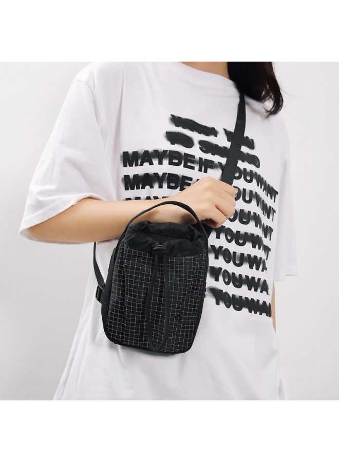 2025 Japanese Fashion Brand Plaid Small Satchel Mi Pure Mobile Phone Bag Mini Boys Crossbody Bag Coin Purse Small Bag-Color:Black  - Image 4