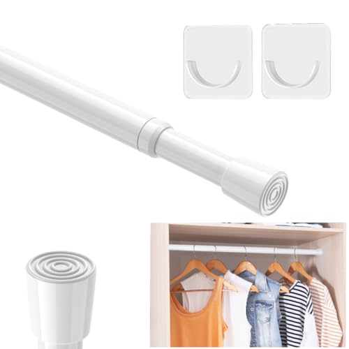 Jubobu Curtain rod holder without drill Spring Tension Rods Adjustable 70 cm to 120 cm,Extendable Spring Loaded Rods for Windows Cabinet Blinds Closet Bedroom Kitchen Bathroom Door No Drilling, White - Image 1